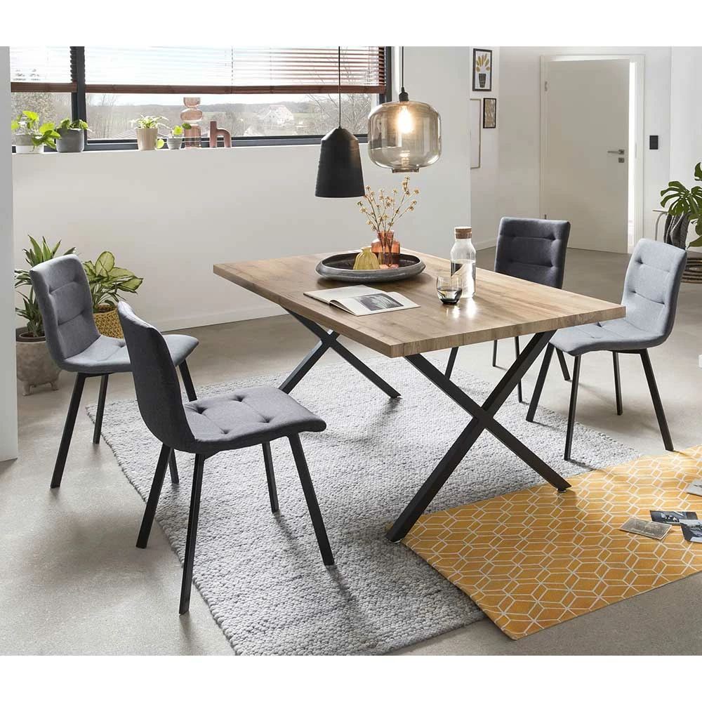 Neu ? 160x90 Tisch Mit X-Füßen & Stühle - Zandras (fünfteilig) ? 1 Neu ? 160x90 Tisch Mit X-Füßen & Stühle - Zandras (fünfteilig) ?