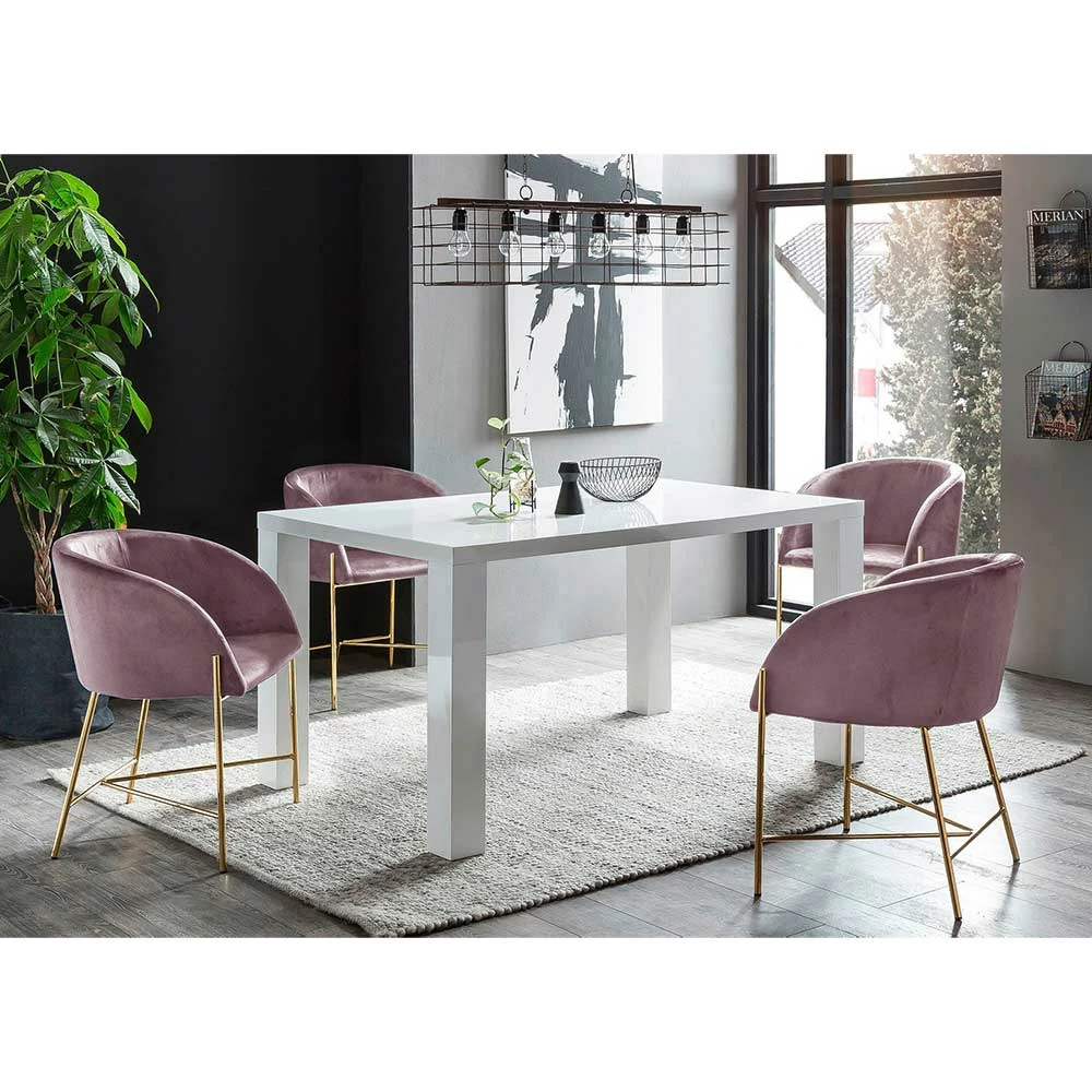 Bester Verkauf ? 180x90 Esstischgruppe In Weiß - Secrema (fünfteilig) ? 1 Bester Verkauf ? 180x90 Esstischgruppe In Weiß - Secrema (fünfteilig) ?