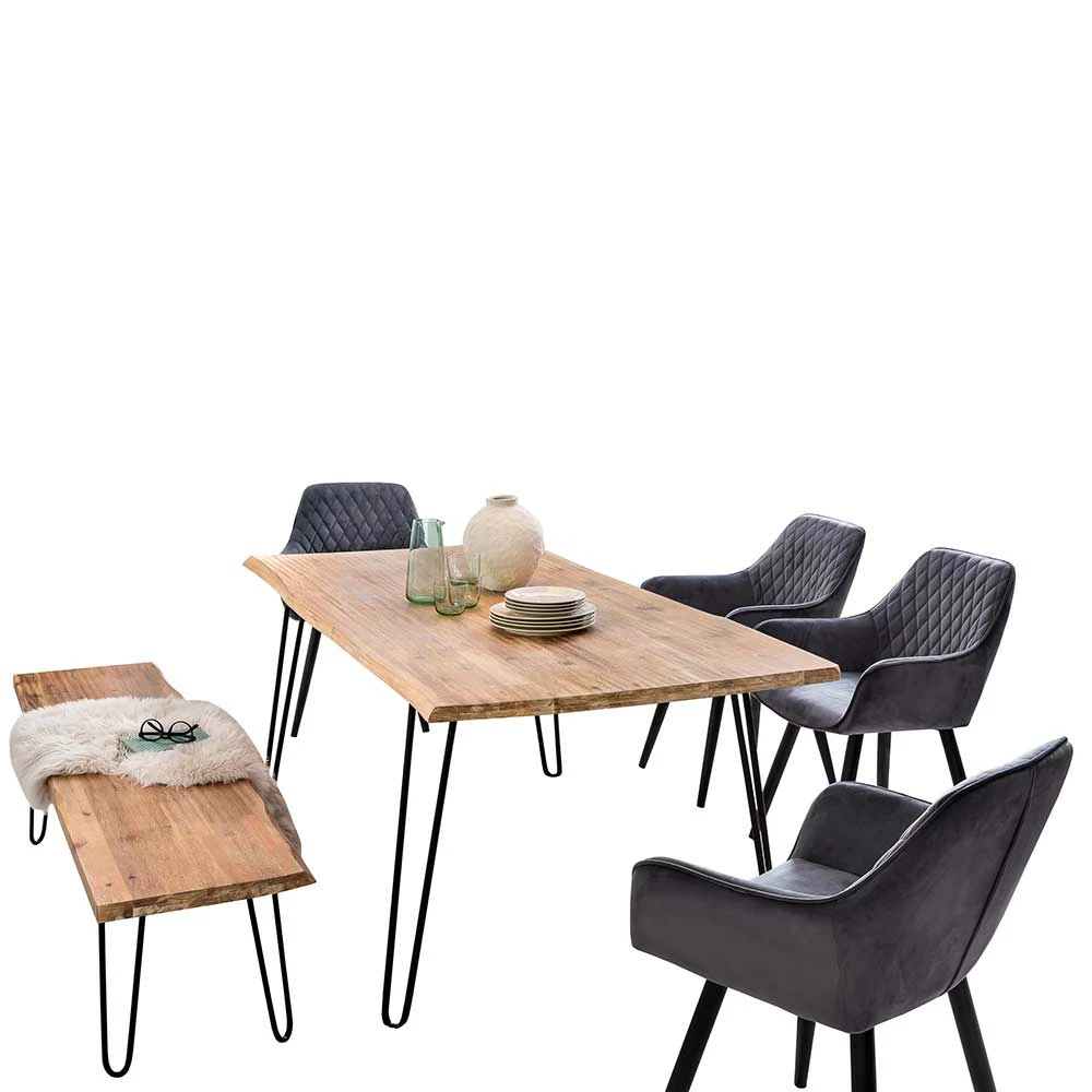 Auslauf ? Akazie Esszimmer Set Tisch & Bank - Uniria (sechsteilig) ⌛ 1 Auslauf ? Akazie Esszimmer Set Tisch & Bank - Uniria (sechsteilig) ⌛