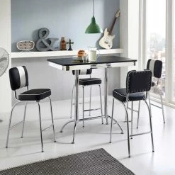 Blitzangebot ⌛ American Diner Bartisch Set Barataria Mit 4 Stühlen (fünfteilig) ?
