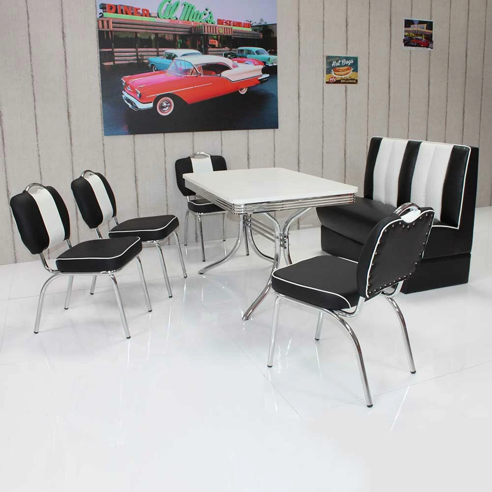 Bester Verkauf ? American Diner Essgruppe Barataria In Schwarz Weiß (sechsteilig) ✔️ 1 Bester Verkauf ? American Diner Essgruppe Barataria In Schwarz Weiß (sechsteilig) ✔️