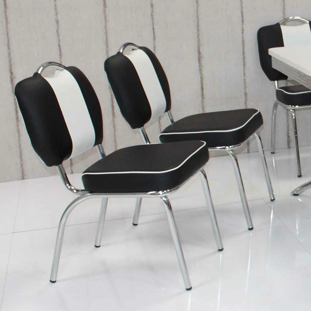 Bester Verkauf ? American Diner Essgruppe Barataria In Schwarz Weiß (sechsteilig) ✔️ 4 Bester Verkauf ? American Diner Essgruppe Barataria In Schwarz Weiß (sechsteilig) ✔️ – Bild 4