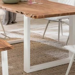 Großhandel ? Bank Tischgruppe In Akazie & Weiß - Oking (sechsteilig) ✔️ -Cassna shop bank tischgruppe in akazie weiss fuer 7 oder 8 personen oking 03