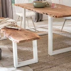 Großhandel ? Bank Tischgruppe In Akazie & Weiß - Oking (sechsteilig) ✔️ -Cassna shop bank tischgruppe in akazie weiss fuer 7 oder 8 personen oking 04