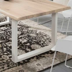 Brandneu ✔️ Baumkante Esstisch & Bank In White Wash - Tilveta (zweiteilig) ? -Cassna shop baumkante esstisch bank in white wash eiche metall weiss tilveta 02