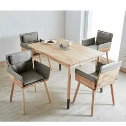 Billig ? Design Essgruppe Für 4 Personen - Pysio (fünfteilig) ? -Cassna shop design essgruppe fuer 4 personen aus hevea holz mit armlehnstuehlen pysio 04