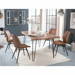 Bestpreis ⌛ Design Essgruppe Mit Baumkanten Tisch - Rinida (fünfteilig) ?