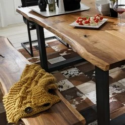 Schlussverkauf ? Design Sitzgruppe Jevilia Mit Baumkantentisch (sechsteilig) ❤️ -Cassna shop design sitzgruppe baumkantentisch bank jevilia 05