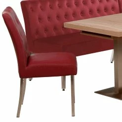 Angebote ❤️ Dunkelrote Eckbank Gruppe - Birt (vierteilig) ? -Cassna shop dunkelrote eckbank gruppe kunstleder mit knopfheftungen birt 02