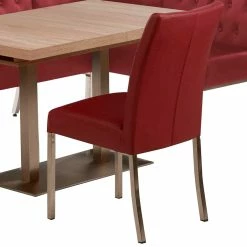 Angebote ❤️ Dunkelrote Eckbank Gruppe - Birt (vierteilig) ? -Cassna shop dunkelrote eckbank gruppe kunstleder mit knopfheftungen birt 03