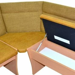 Am billigsten ? Eckbank Mit Tisch & Stühlen Set - Minar (vierteilig) ? -Cassna shop eckbank mit tisch stuehlen set in ocker buche minar 04