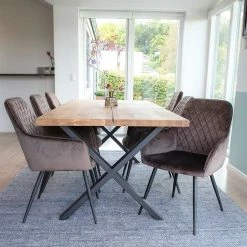 Rabatt ⌛ Edle Tischgruppe Mit Samtsesseln - Dalma (siebenteilig) ?