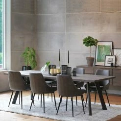 Bester Verkauf ? Eiche Rauchfarben Tisch & 6 Stühle Namac In Dunkelgrau (siebenteilig) ?