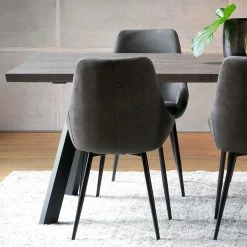 Bester Verkauf ? Eiche Rauchfarben Tisch & 6 Stühle Namac In Dunkelgrau (siebenteilig) ? -Cassna shop eiche rauchfarben tisch 6 stuehle in dunkelgrau namac 05