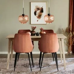 Budget ? Elegante Esstisch Gruppe Für 4 Personen - Pessoa (fünfteilig) ? -Cassna shop elegante esstisch gruppe fuer 4 personen mit samtstuehlen in rosa pessoa 02