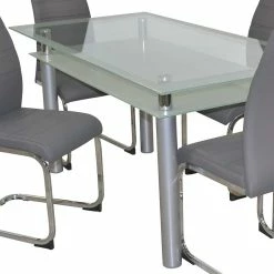 Coupon ✨ Essgruppe Mit Glastisch & Schwingstühlen - Baryma (fünfteilig) ⌛ -Cassna shop essgruppe mit glastisch schwingstuehlen in modernem design baryma 02