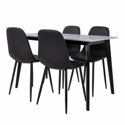 Auslauf ? Esstisch Gruppe In Schwarz Weiß - Orchid (fünfteilig) ⭐