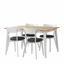 Schlussverkauf ? Esstisch In Weiß Eiche & Stühle - Vanira (fünfteilig) ?
