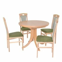 Auslauf ? Esstisch Kombi In Buche & Grün - Masao (fünfteilig) ?