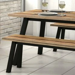 Aktion ? Esstisch & Zwei Bänke Im Set - Dulcinus (dreiteilig) ? 10 Aktion ? Esstisch & Zwei Bänke Im Set - Dulcinus (dreiteilig) ? -Cassna shop esstisch zwei baenke im set in pinie schwarz dulcinus 04