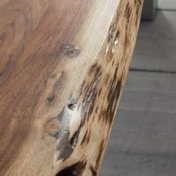 Auslauf ? Esstischgruppe Sadello Mit Baumkanten Tisch Und Bank (sechsteilig) ? -Cassna shop esstischgruppe baumkanten tisch und bank akazie massiv schwarze kunstleder stuehle 6 teilig sadello 05