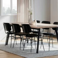 Auslauf ? Esstischgruppe In White Wash & Schwarz - Hainan (siebenteilig) ? -Cassna shop esstischgruppe in white wash schwarz im skandi design hainan 03