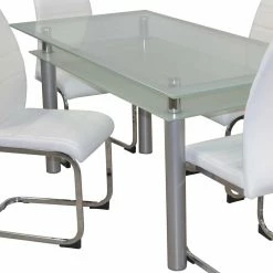 Rabatt ? Esszimmer Sitzgruppe Mit Glastisch - Yulmatro (fünfteilig) ? -Cassna shop esszimmer sitzgruppe mit glastisch kunstleder freischwingern yulmatro 02