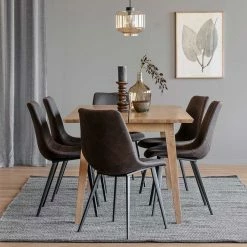 Neu ? Esszimmer Tisch & 6 Stoffstühle - Castras (siebenteilig) ? -Cassna shop esszimmer tisch 6 stoffstuehle in braun mit metallgestell schwarz castras 02