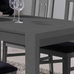 Beste Bewertungen von ? Esszimmer Tischgruppe Rurinav In Dunkelgrau (fünfteilig) ? -Cassna shop esszimmer tischgruppe dunkelgrau ausziehtisch und vier stuehle rurinav 03