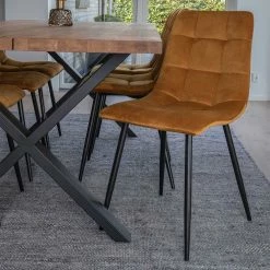 Schlussverkauf ⌛ Esszimmereinrichtung Tischgruppe - Brave (siebenteilig) ? 8 Schlussverkauf ⌛ Esszimmereinrichtung Tischgruppe - Brave (siebenteilig) ? -Cassna shop esszimmereinrichtung tischgruppe aus eiche stahl mit stoffstuehlen brave 03