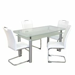 Bestpreis ? Esszimmertisch Mit Glasplatte & Stühle - Chepter (fünfteilig) ?