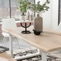 Auslauf ? Helle Essgruppe Mit Bank - Tilveta II (sechsteilig) ? -Cassna shop helle essgruppe mit bank 4 kunstleder stuehlen tilveta ii 04