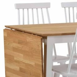 Billig ⌛ Holz Tischgruppe In Weiß Eiche - Vanira (fünfteilig) ❤️ -Cassna shop holz tischgruppe in weiss eiche inkl 4 stuehle vanira 02