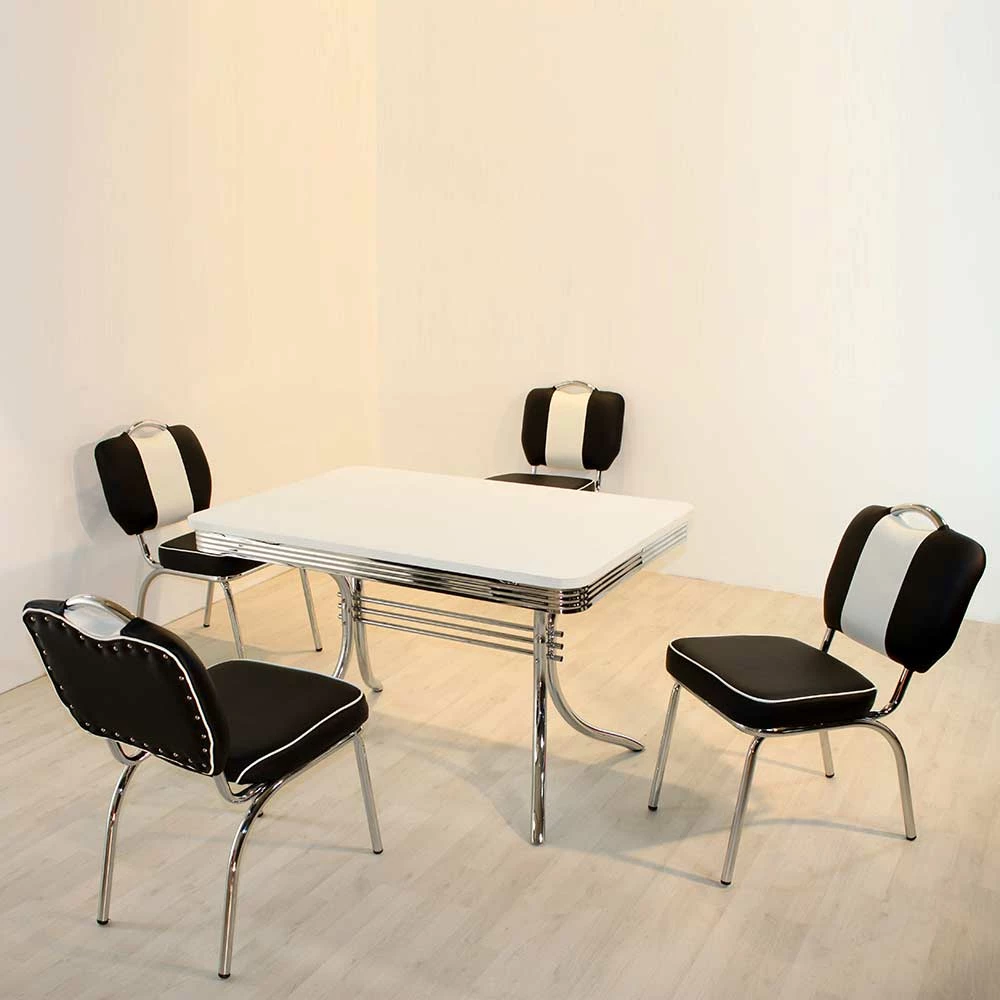 Blitzangebot ❤️ Kunstleder Retro Stühle & Tisch Barataria In Schwarz Weiß (fünfteilig) ? 2 Blitzangebot ❤️ Kunstleder Retro Stühle & Tisch Barataria In Schwarz Weiß (fünfteilig) ? – Bild 2