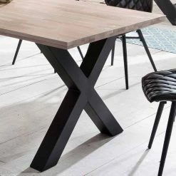 Bestpreis ? Loft Essgruppe Rumenia Mit Eichentisch X-Gestell (siebenteilig) ? 8 Bestpreis ? Loft Essgruppe Rumenia Mit Eichentisch X-Gestell (siebenteilig) ? -Cassna shop loft essgruppe eichentisch x gestell retro kunstleder stuehle in schwarz 7 teiliges set rumenia 03