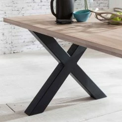 Bestpreis ? Loft Essgruppe Rumenia Mit Eichentisch X-Gestell (siebenteilig) ? 9 Bestpreis ? Loft Essgruppe Rumenia Mit Eichentisch X-Gestell (siebenteilig) ? -Cassna shop loft essgruppe eichentisch x gestell retro kunstleder stuehle in schwarz 7 teiliges set rumenia 04