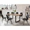 Großhandel ? Loft Esstischgruppe Rondini Kunstleder Stühle Schwarz (siebenteilig) ⭐