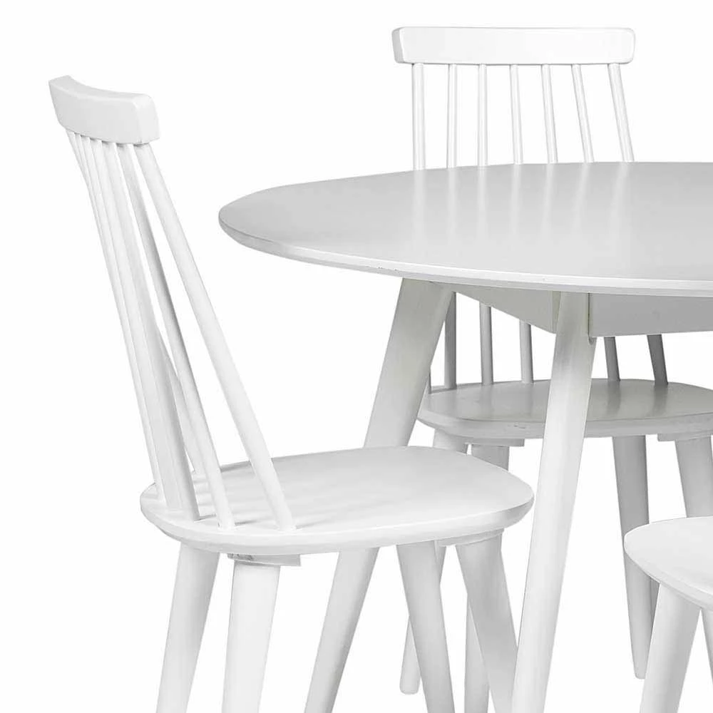 Bestpreis ✨ Massivholz Essgruppe In Weiß - Delsalo (fünfteilig) ? 3 Bestpreis ✨ Massivholz Essgruppe In Weiß - Delsalo (fünfteilig) ? – Bild 3