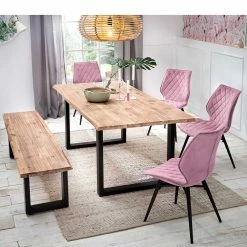 Cassna shop -Cassna shop moderne tischgruppe mit bank aus akazie 4 stuehle rosa ladicia 01