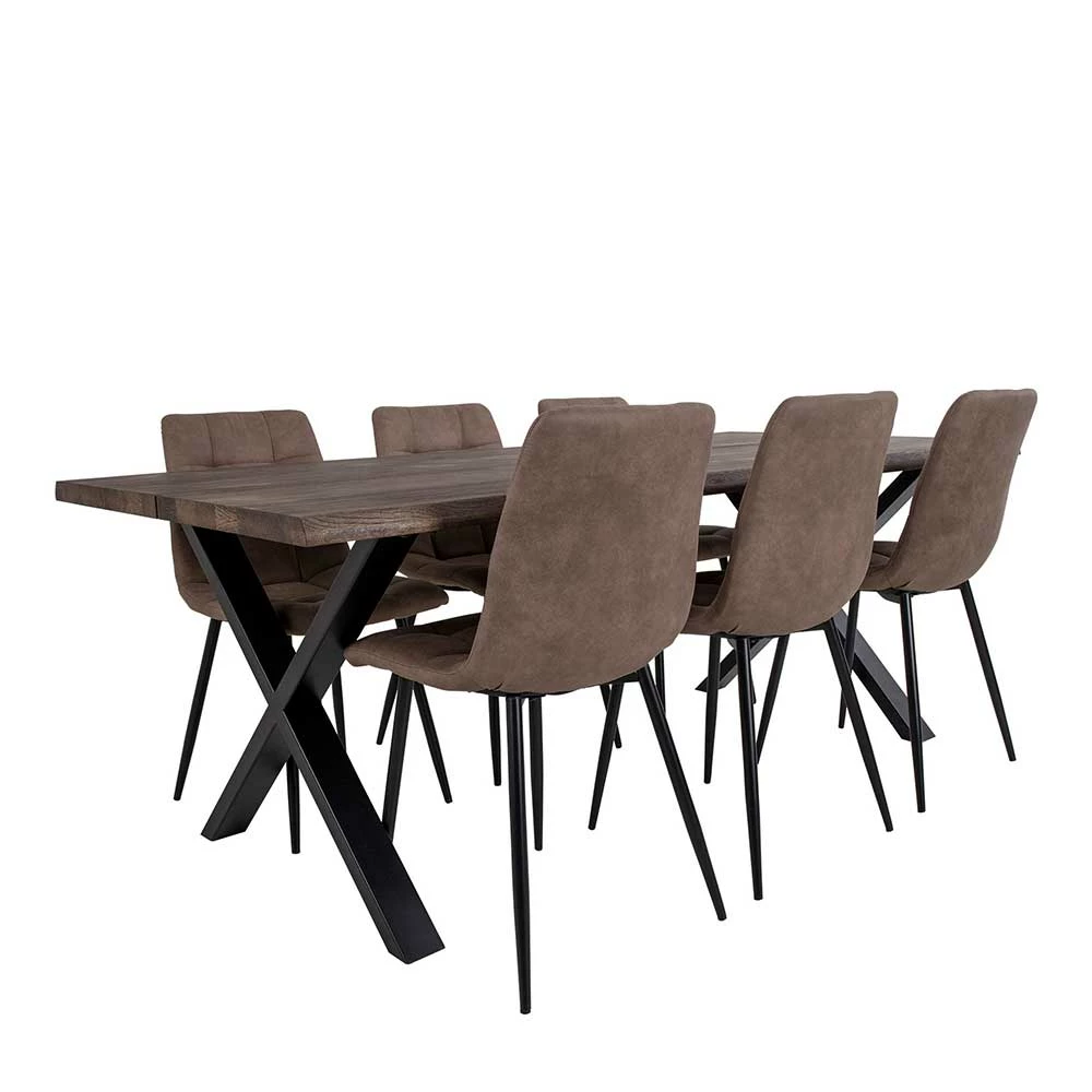 Großhandel ? Räuchereiche Tisch & 6 Polsterstühle - Omy (siebenteilig) ? 2 Großhandel ? Räuchereiche Tisch & 6 Polsterstühle - Omy (siebenteilig) ? – Bild 2