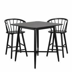 Blitzangebot ? Retro Bartisch & Barstühle - Mectilda (dreiteilig) ✔️ -Cassna shop retro bartisch barstuehle in schwarz aus massivholz mdf mectilda 01