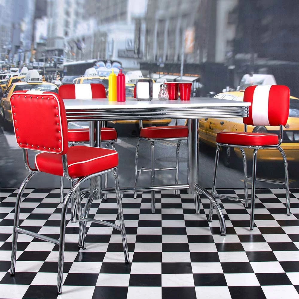 Bester Verkauf ? Rotes American Diner Set Branch Mit Bartisch (fünfteilig) ? 2 Bester Verkauf ? Rotes American Diner Set Branch Mit Bartisch (fünfteilig) ? – Bild 2