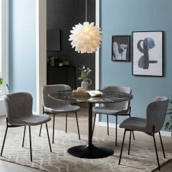 Großhandel ✨ Runde Essgruppe Mit Hellgrauen Stühlen - Geraldine (fünfteilig) ?