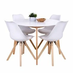 Am billigsten ? Runde Scandi Essgruppe In Weiß - Alberello (fünfteilig) ?