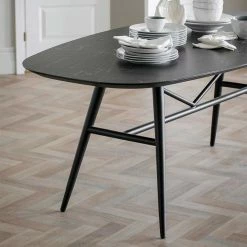 Billig ❤️ Schwarzer Esstisch & Samtstühle - Lacadossa (siebenteilig) ? 7 Billig ❤️ Schwarzer Esstisch & Samtstühle - Lacadossa (siebenteilig) ? -Cassna shop schwarzer esstisch samtstuehle in modernem design lacadossa 02