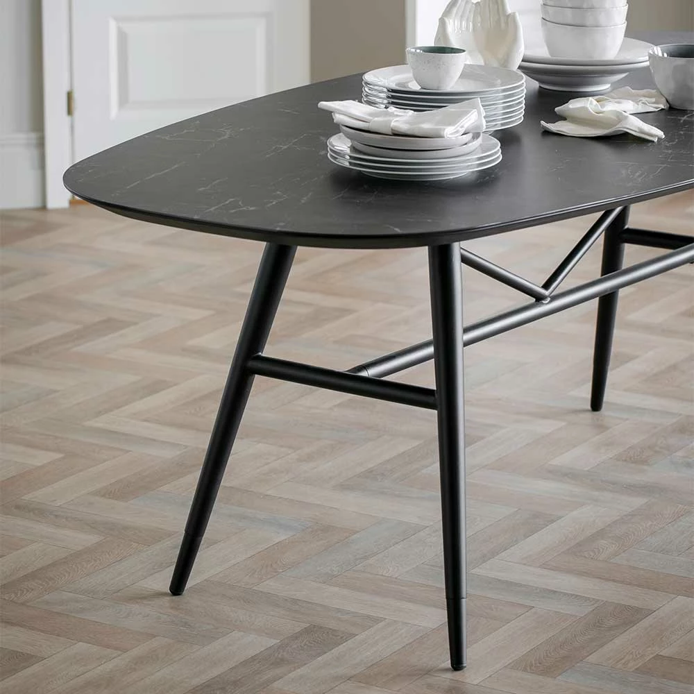 Billig ❤️ Schwarzer Esstisch & Samtstühle - Lacadossa (siebenteilig) ? 2 Billig ❤️ Schwarzer Esstisch & Samtstühle - Lacadossa (siebenteilig) ? – Bild 2