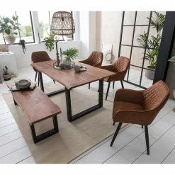 Am billigsten ⌛ Set Baumkante Tisch & Bank - Iljena (sechsteilig) ?