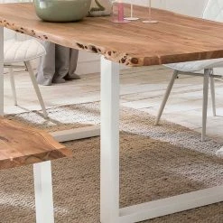 Coupon ? Set Esstisch Mit Bank Aus Akazie - Oking (zweiteilig) ? -Cassna shop set esstisch mit bank aus akazie metall in weiss oking 02