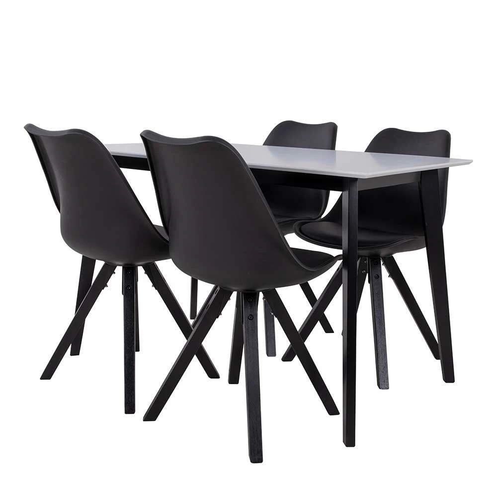 Brandneu ⌛ Set Esstisch & Schalenstühle - Akos (fünfteilig) ⌛ 1 Brandneu ⌛ Set Esstisch & Schalenstühle - Akos (fünfteilig) ⌛