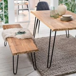 Neu ⌛ Set Tisch & Bank Mit Haarnadel Beinen - Uniria (sechsteilig) ⌛ -Cassna shop set tisch bank mit haarnadel beinen 4 stuehle grau uniria 05